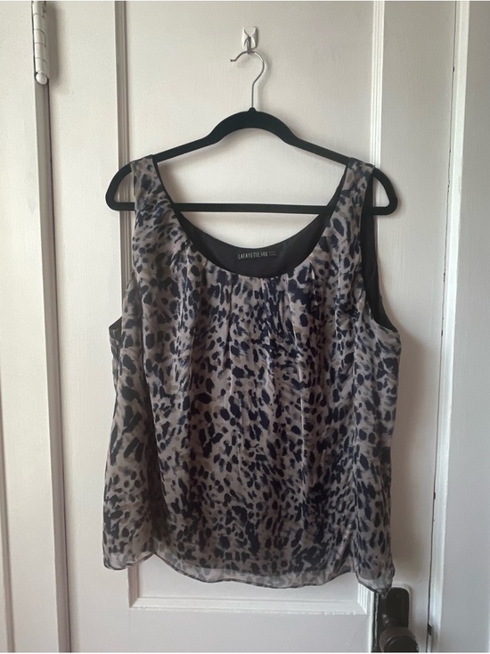 Lafayette 148 New York Tops - Lafayette 148 New York Taupe/Navy Animal-Print Silk Sleeveless Camisole 16 - $20